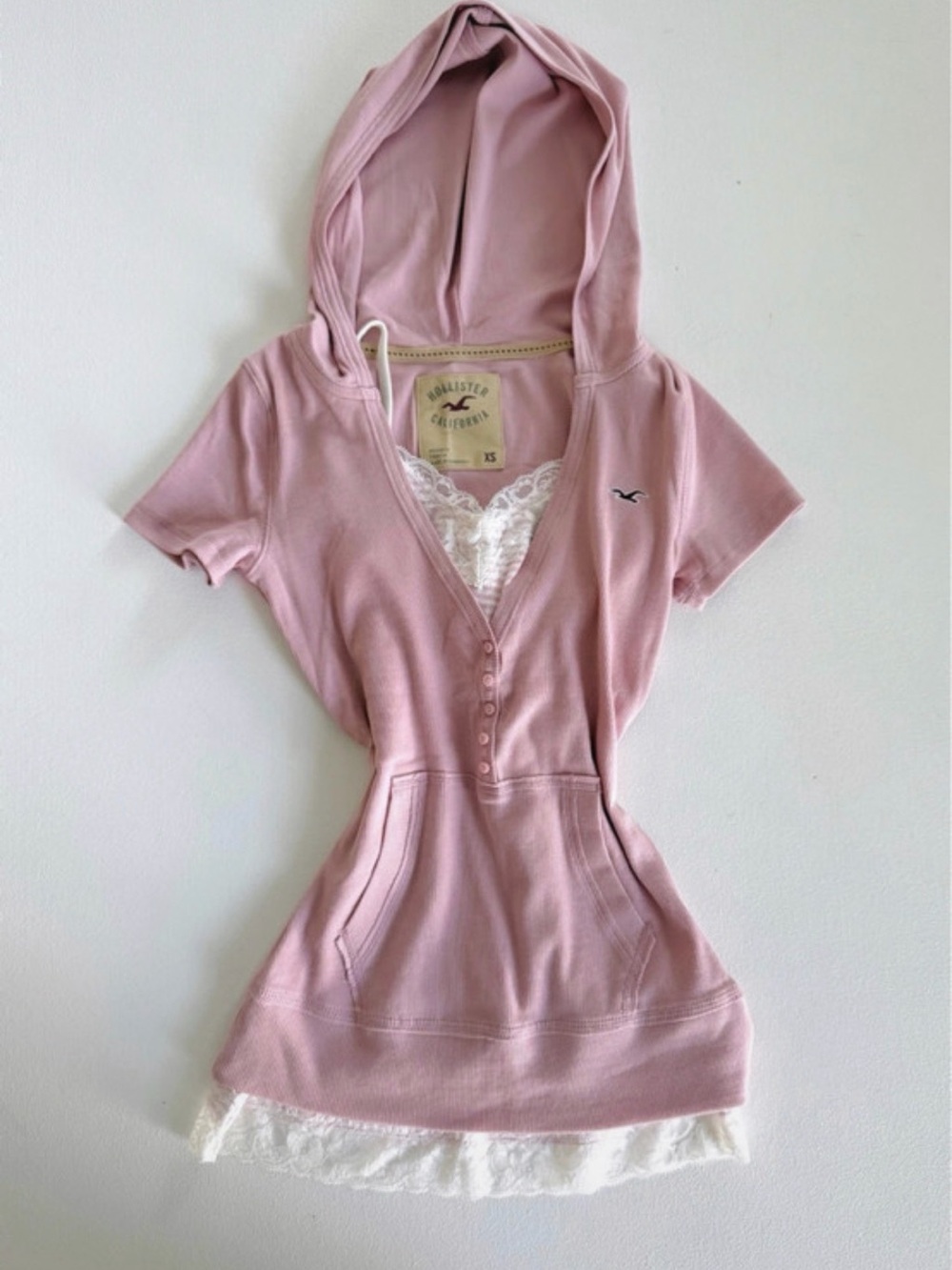 Hollister Pink Short Sleeve Hoodie Pullover